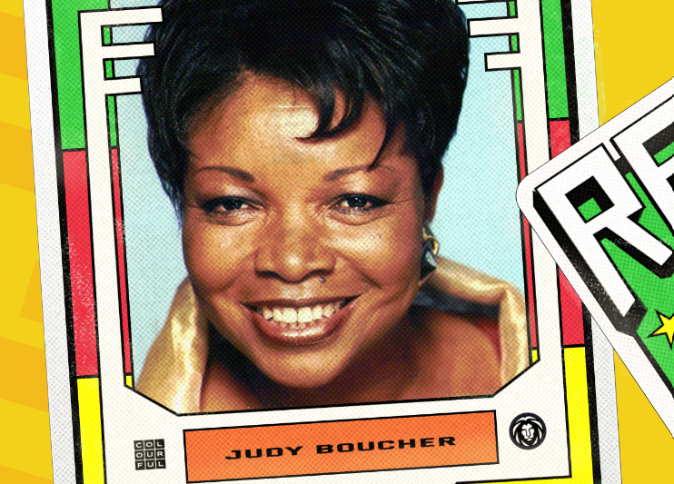 Image designed to look like a Judy Boucher trading card