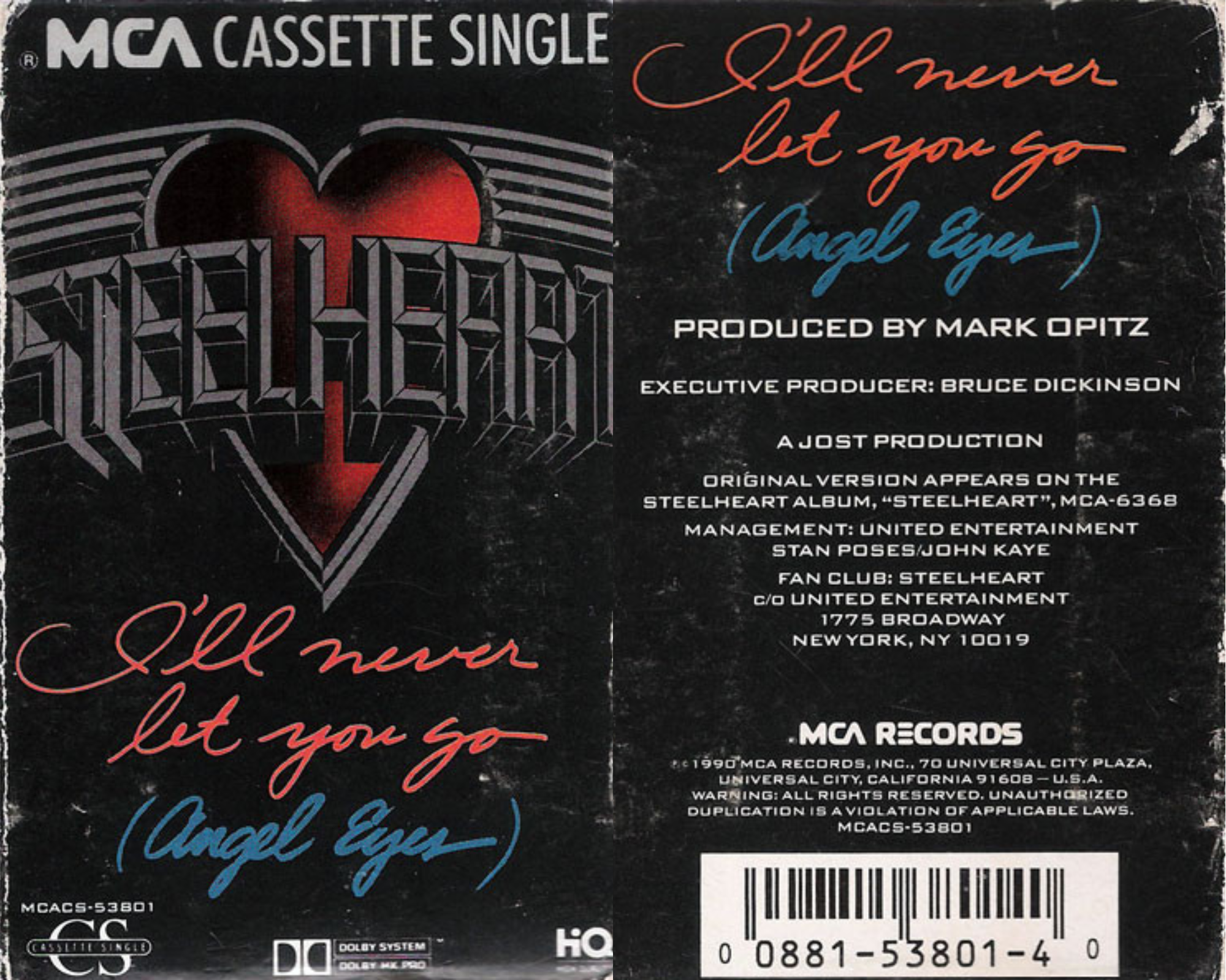Steelheart - I'll Never Let You Go Cassette Single