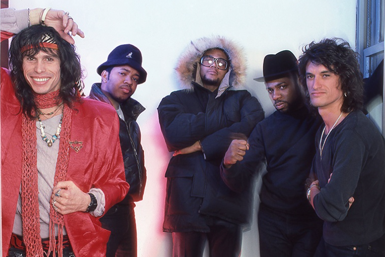 Run DMC and Aerosmith (Steven Tyler and Joe Perry)